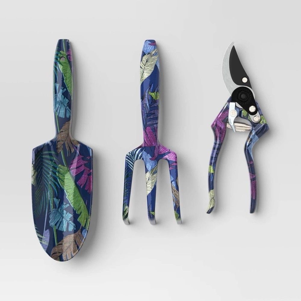 Threshold™ 3pc Gardening Shears Tool Set Tropical Blue Palm Banana